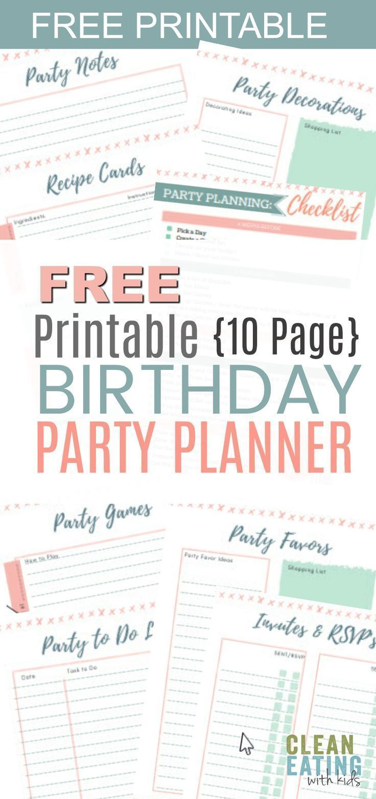 FREE PRINTABLE Birthday Party Planner Clean Eating With Kids