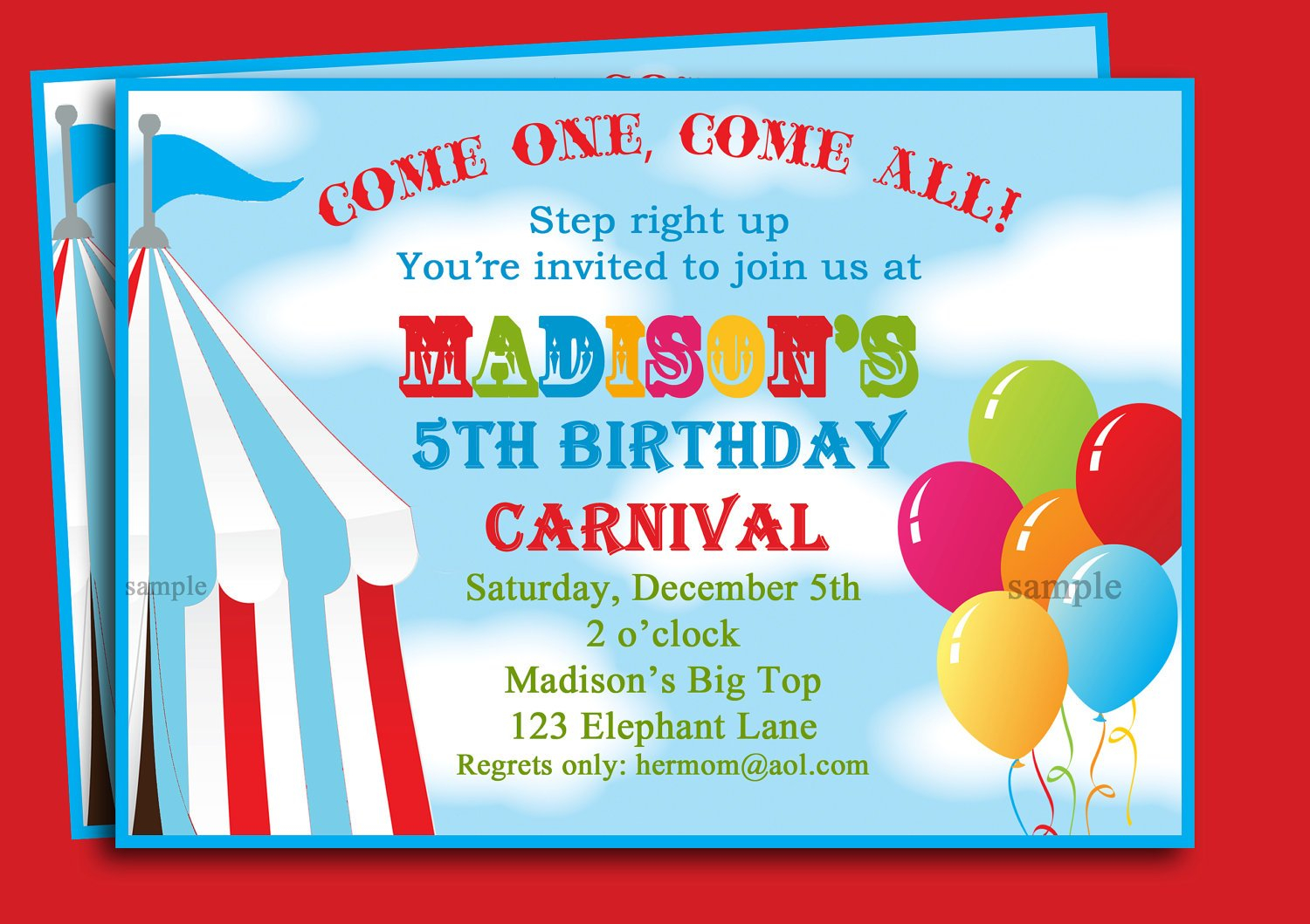 Free Printable Carnival Birthday Party InvitationsFREE PRINTABLE
