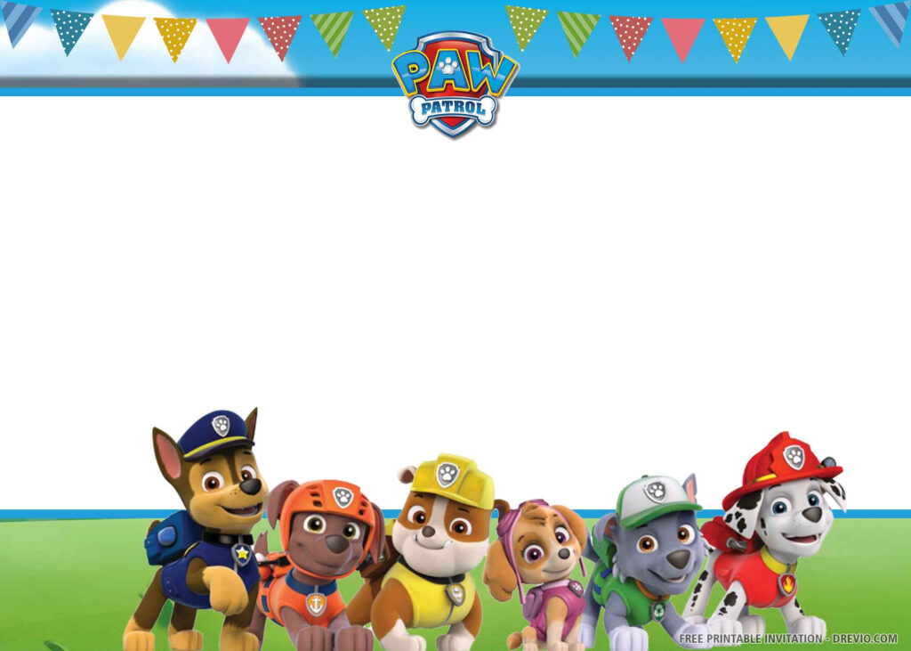  FREE PRINTABLE Cheerful Paw Patrol Birthday Invitation Templates 