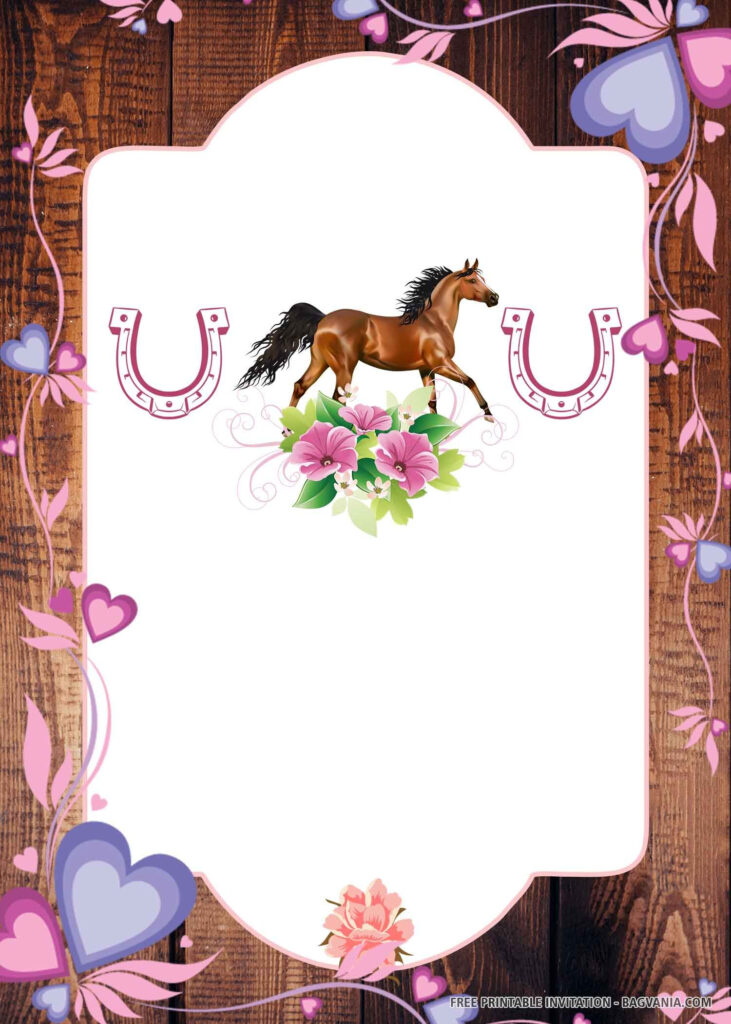  FREE PRINTABLE Pink Horse Birthday Invitation Templates Horse 