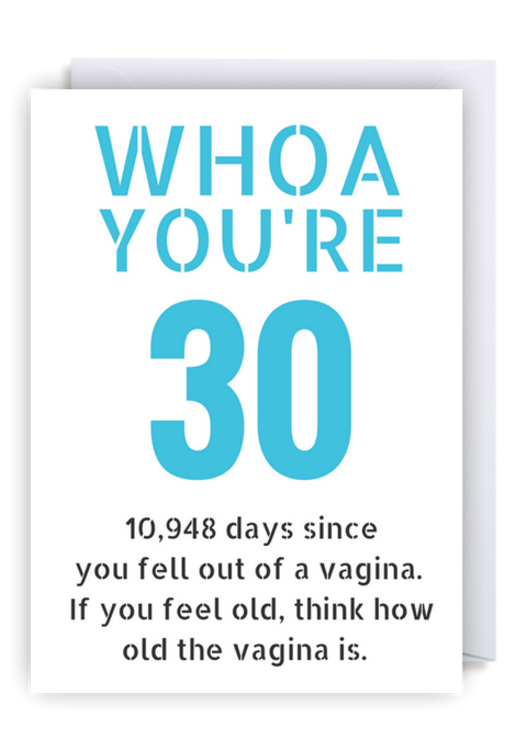 Funny 30th Birthday Card WHOA You re 30 Funny 30th Birthday Quotes
