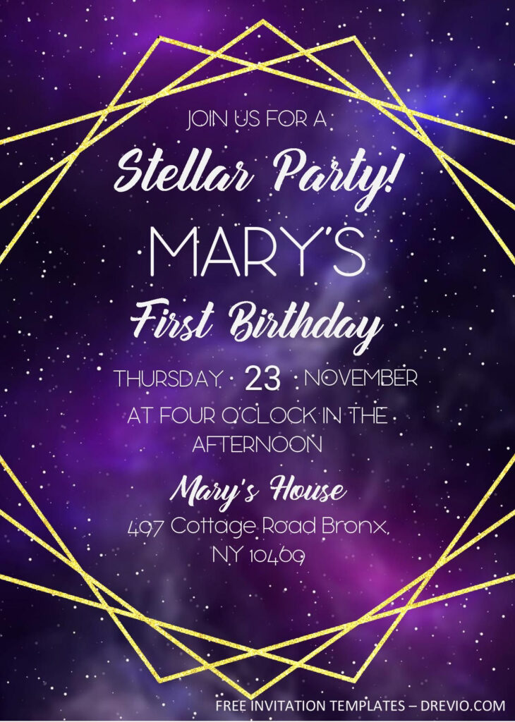 Galaxy Birthday Invitation Templates Editable With MS Word Birthday 