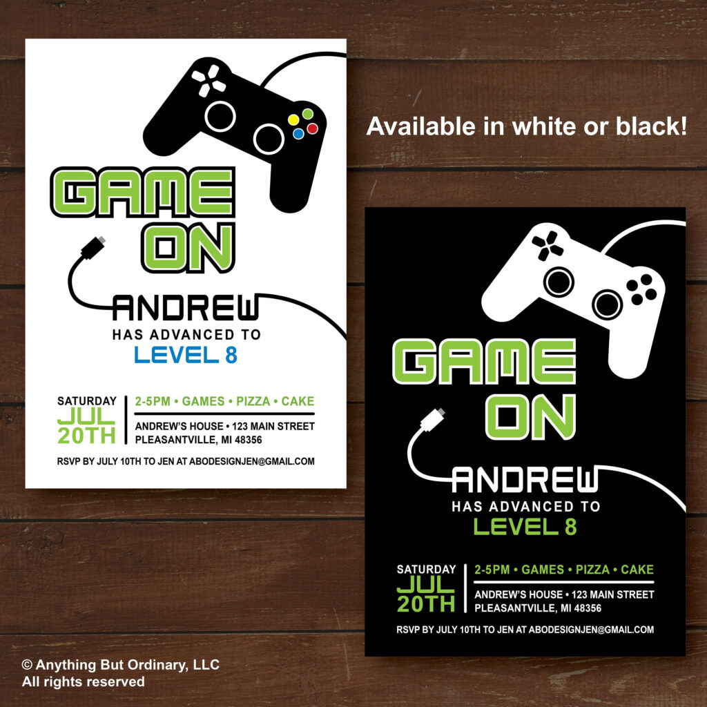 Game On Birthday Invitation Level Up Printable Video Game Etsy 