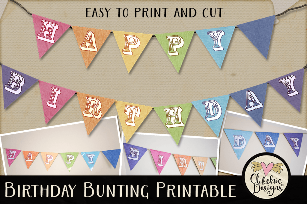 Happy Birthday Bunting Printable By Clikchic Designs TheHungryJPEG