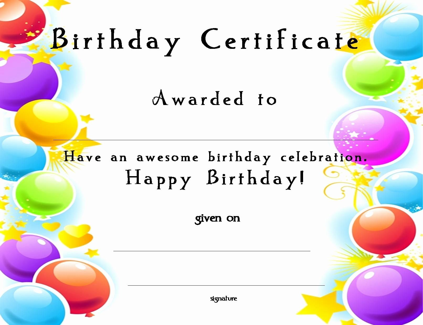 Happy Birthday Certificate Template Elegant Happy Birthday Card