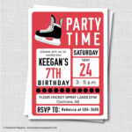 Hockey Birthday Invitation Ice Hockey Winter Party Teen