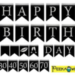Instant Download Black Silver Birthday Banners Printable