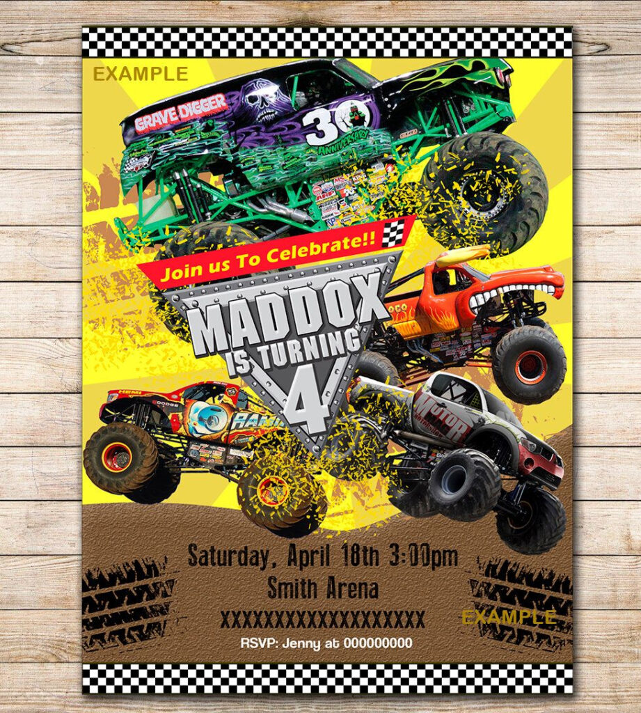Monster Jam Birthday Party Invitation Digital File Printable Party 