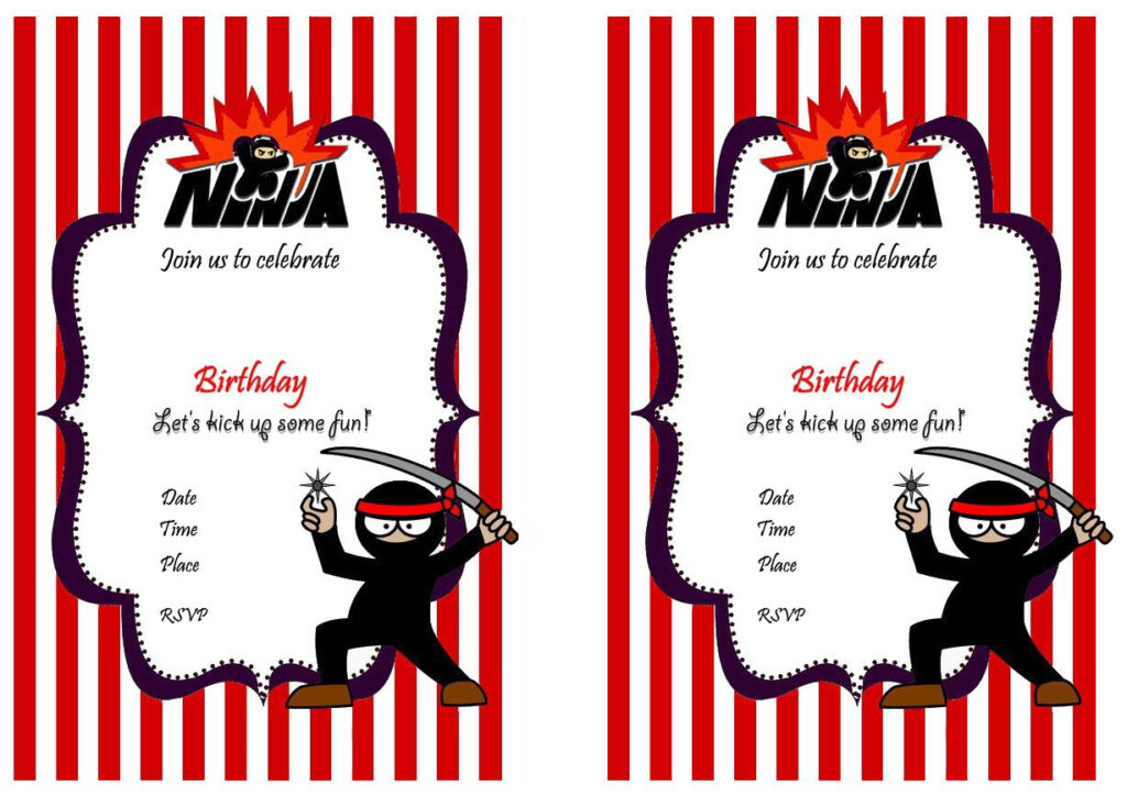Ninja Warriors Birthday Invitations Birthday Printable Birthday 