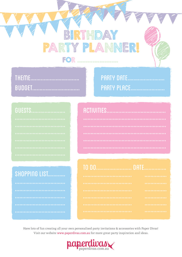 PaperDivas Blog Free Party Planner Printable 
