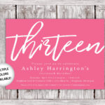 Printable 13th Birthday Invitations Pink Thirteenth Birthday Etsy