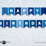 Printable Banner BLUE Happy Birthday Pretty Diy Decor Blue