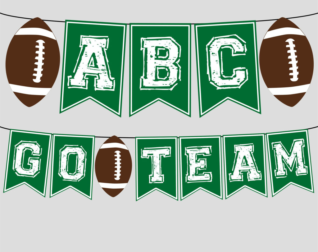 Printable Football Banner Happy Birthday FULL ALPHABET Go Etsy 