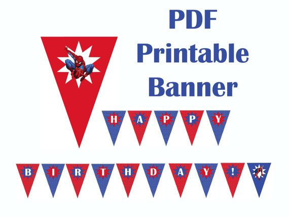 Spiderman HAPPY BIRTHDAY Printable Banner PDF By Ziggles On Etsy 2 50 