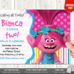 Trolls Poppy Invitation My Party Templates Party Invite Template