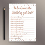 Who Knows The Birthday Girl Best Gose Gold Birthday Party Games How