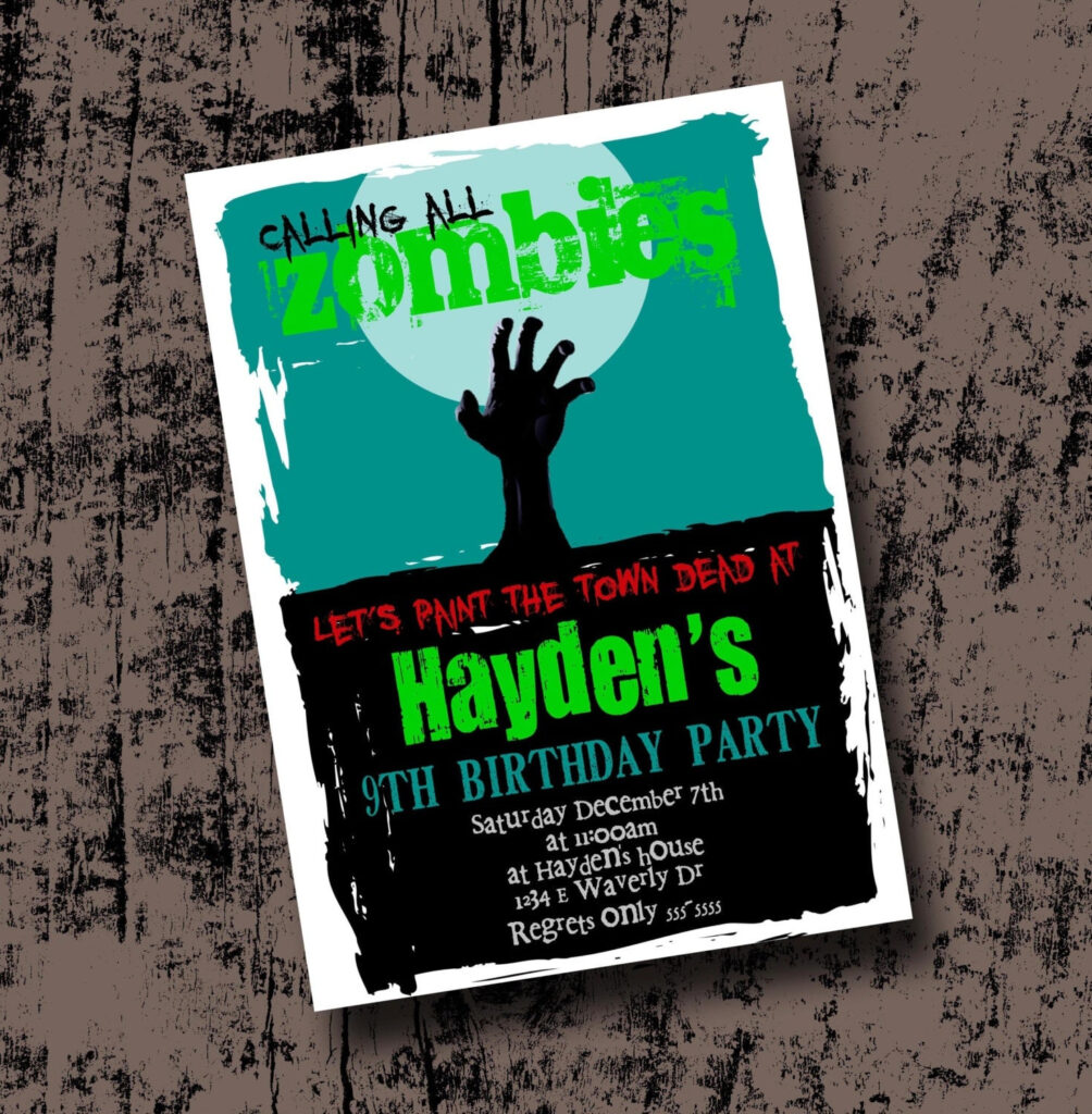 Zombie Birthday Party Invitation Printable